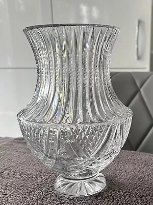Buy Crystal Heavy Cut Glass Vase - 10 Inch Height, 7 Inch Width - Vintage • 20£