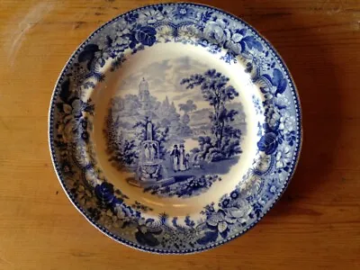 Buy Blue And White Transfer Ware Circular Plate, Titled Fountain. Early 19th Century • 27.50£