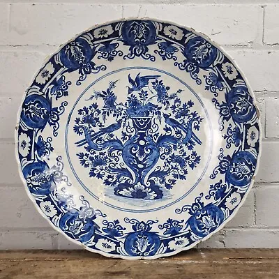 Buy Antique 18th Century Delft Blue & White Dished Plate / Charger. • 190£