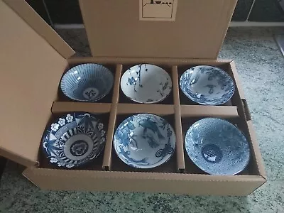 Buy Set Of 6 Chinese Blue/white Various Patterns Tea Cups • 19.99£