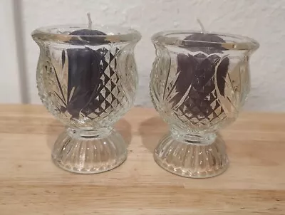 Buy 2 Vintage Avon Cut Glass Votive Candle Holders Tulip Shape/Home Interior Candles • 12.76£