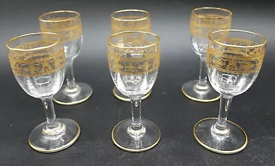 Buy French Baccarat Crystal Fluer De Lis Gold Encrusted Liquor Glasses Set Of 6 • 749.89£