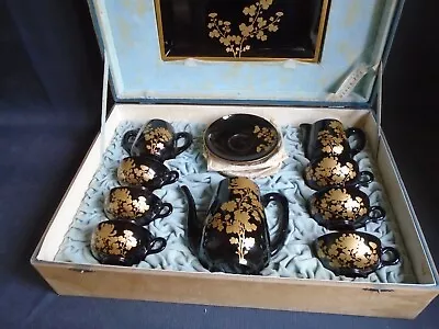 Buy Antique Japanese Boxed Tea Set Black 16 Pieces Unused • 110£