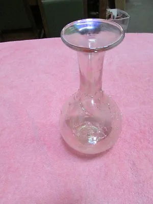 Buy Fenton Iridized Iridescent Pink Crackle Glass Round  Vase Great Pink Bx-6 • 6.50£