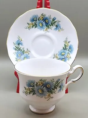 Buy Queen Anne Bone China England Blue Astor Cup And Saucer Vintage  • 16.04£