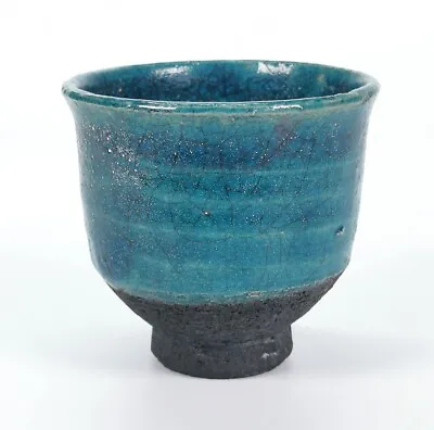 Buy Studio Pottery Blue Raku Crackle Glaze Yunomi • 22£