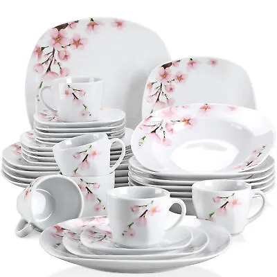 Buy VEWEET ANNIE 30Pc Dinner Set  White Tableware Porcelain Plate Bowl Service For 6 • 56.09£