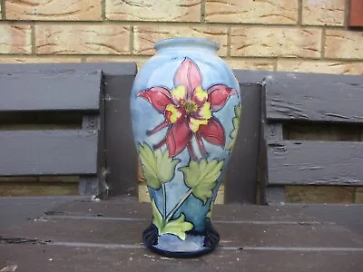 Buy Moorcroft  Pottery.  Columbine On Light  Blue Pattern Vase • 200£