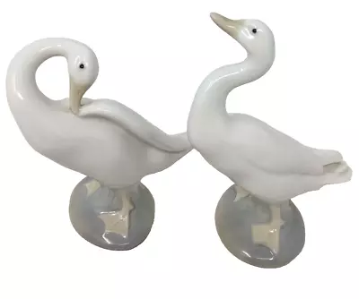 Buy Two Vintage Lladro Geese Figurines Porcelain China Duck Swan Geese 12cms Tall • 14.99£