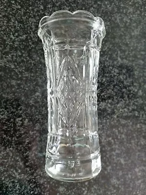 Buy Large Vintage Heavy Glass Vase, Diamond Pattern • 25£