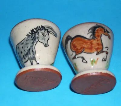 Buy Godshill Studio Pottery A Pair Pretty Stoneware Horse Design Eggcups (Make Mark) • 25£
