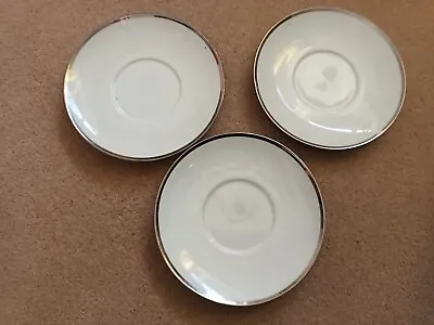 Buy 3 X Vintage Thomas, Germany White With Silver Trim  Saucers - S2 • 4£