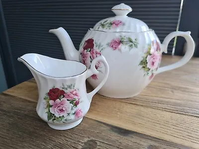 Buy Elegant Royal Kendal Floral English Bone China Teapot & Milk Jug • 25£