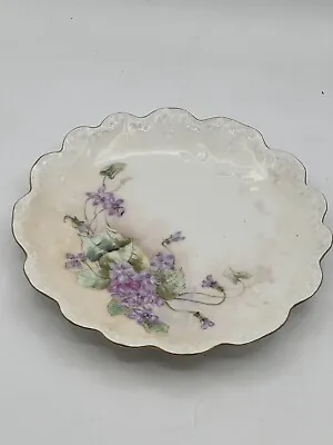 Buy France Depose C Ahrenfeldt 8.25” Plate Scalloped Edge Hand Painted Purple Floral • 32.03£