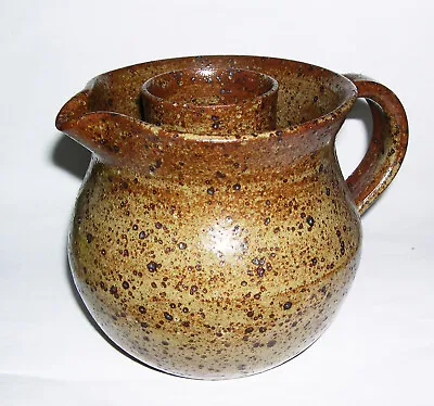 Buy Attractive French Studio Pottery Bulbous Stoneware Jug With Internal Ice Column. • 50£