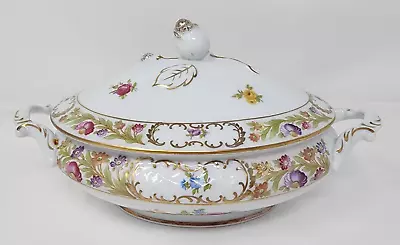 Buy Schumann Bavaria Empress Dresden Flowers Oval Covered Vegetable Bowl - EXCELLENT • 94.86£