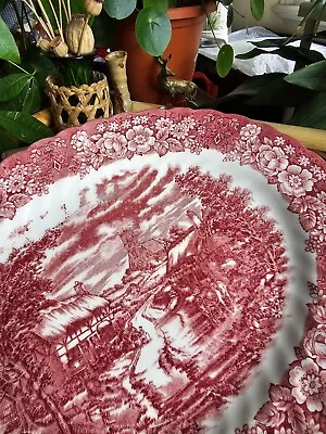 Buy W.H.Grindley Staffordshire England Oval Serving Platter Red White Countryside • 15.99£
