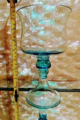 Buy Esquisite Antique Delicate Decorative Handmade Blue Glass Vase / Centre Piece • 13£