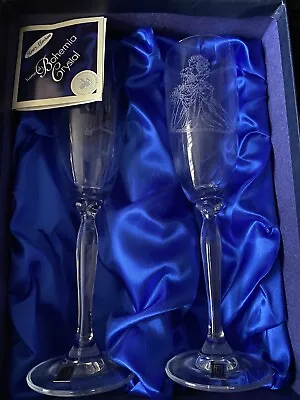 Buy BOHEMIA CRYSTAL Vintage Henry Marchant Champagne Flutes • 16£