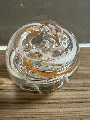 Buy Vintage Langham Glass Paperweight ~ Orange Swirl • 12.99£