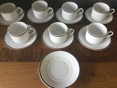 Buy Vintage NORITAKE Legendary 4255 7 Cups And 9 Saucers White With Blue Gold Bands • 20.59£