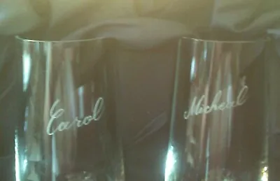 Buy Pair Crystal Champagne Flutes “Carol” And “Micheal” (unusual / Irish Spelling)  • 13£
