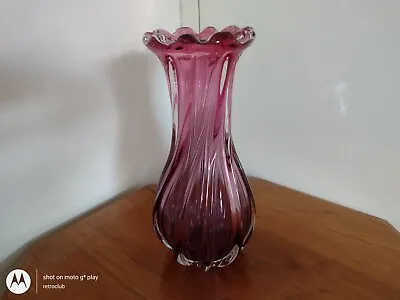 Buy Large Vintage Czech Chribska Ruby Art Glass Vase Designed By Josef Hospodka • 49£
