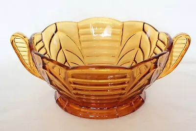 Buy Art Deco Amber Glass Handled Bowl  • 28.99£