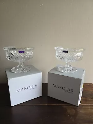 Buy NIB Set 2 Marquis By Waterford Clear Sorrento Footed Compote Lead Crystal • 68.03£