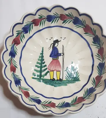 Buy Vintage Faience Henriot Quimper Pottery Bowl Breton Woman • 8£
