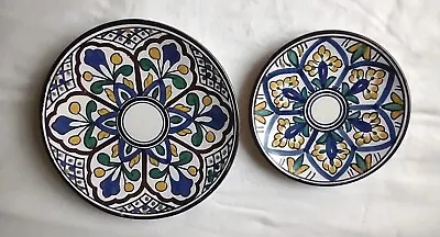 Buy Two VINTAGE Hand Painted PORTUGUESE Pottery Floral Patterned Wall Plates  • 30£