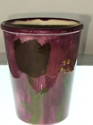 Buy Small 4’’ Italian Purple Floral Tumbler Hand Painted Pottery Cup/Vase/Glass  • 19.18£