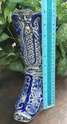 Buy Cowboy Boot Vase Planter Blue Ceramic Texas Decor Floral Sign & Number 316 10” • 159.25£