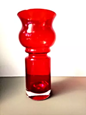 Buy Finnish Riihimaki Tamara Aladin #1513 Tulppaani Red Hooped Glass Vase • 30£