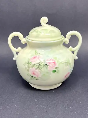 Buy Rare Vintage Lenox Belleek Sugar Bowl With Lid Hand Painted W Pink Roses Signed • 141.14£