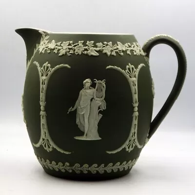 Buy WEDGWOOD 19th Century Antique Dark Green Jasperware JUG • 75£