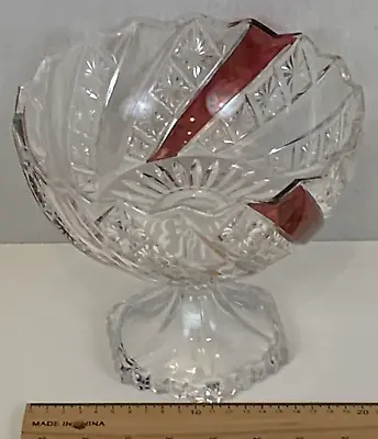Buy Waterford Crystal Cut Glass Fruit Bowl Candy Dish Clear Red Centerpiece Footed • 49.95£