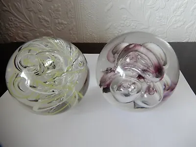 Buy Two Large Langham Paperweights With Labels (swirls) • 9.50£