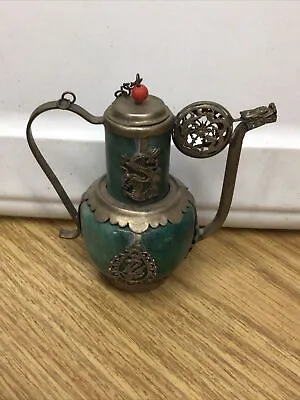 Buy Antique Unusual Tibet Silver Copper Flagon Squirrel Dragons Tea Pot  Asian • 94.86£