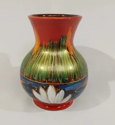 Buy Anita Harris Art Pottery 15cm Trojan Vase Water Lily Design • 55£