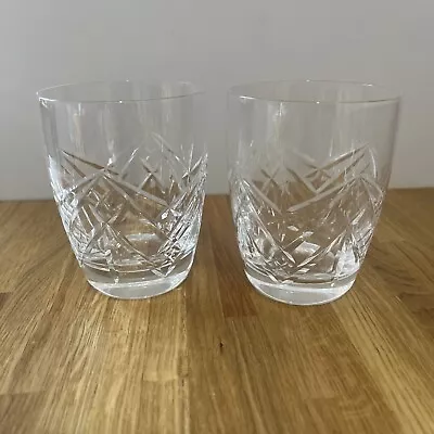 Buy Stunning Pair Of Retro Vintage Cut Glass Pair Crystal Tumblers Glasses ES • 15£