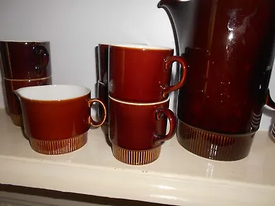 Buy POOLE Pottery, Retro Coffee Set, Chocolate Brown, X6 Cups/saucers, Milk + Sugar • 15£