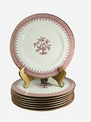Buy Theodore Haviland Dinner Plate 10.5”Cambridge Crimson New York Lot Set Of 8 Mint • 153.45£