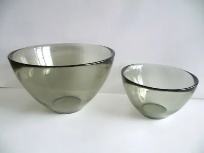 Buy 2 Rare Orrefors Sweden Light Smoked Art Glass FUGA Bowls Approx 5 And 3.5'' Wide • 37.95£
