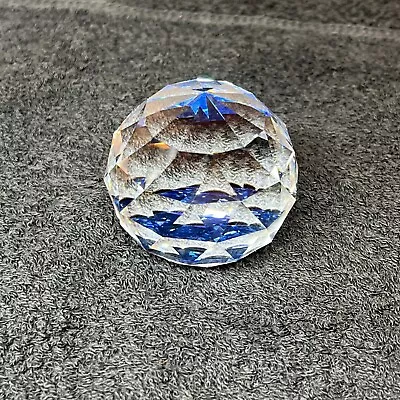 Buy Vintage Swarovski? Crystal Glass Multifaceted Paperweight Round Ball Blue Clear • 23.99£
