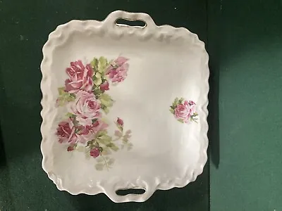 Buy Antique Bavarian Square Plate With Roses • 27.70£