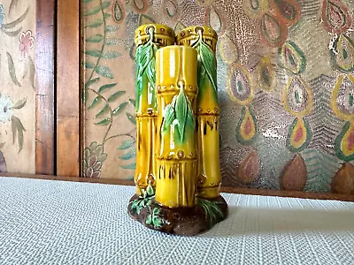 Buy Antique Minton Majolica Tri-Form Bamboo Posy Bud Vase, Ca. 1875 • 521.61£