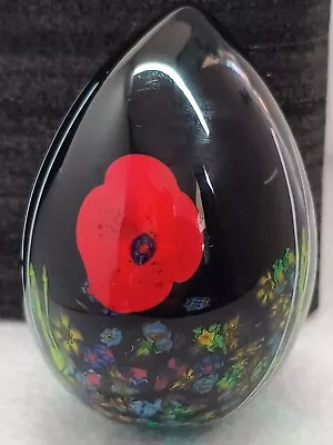 Buy Rare Caithness Paperweight , MIDSUMMER  Poppy  Prototype Paperweight Egg. • 10.50£