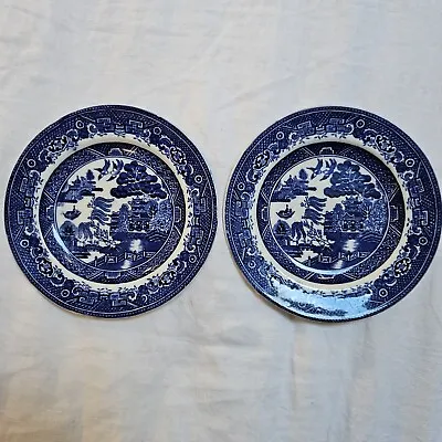 Buy Pair Old Willow Adderley Ware Plates Vintage Blue And White • 0.99£