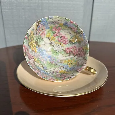 Buy Shelley Rock Garden Chintz Bone China England Footed Cup Saucer • 122.99£